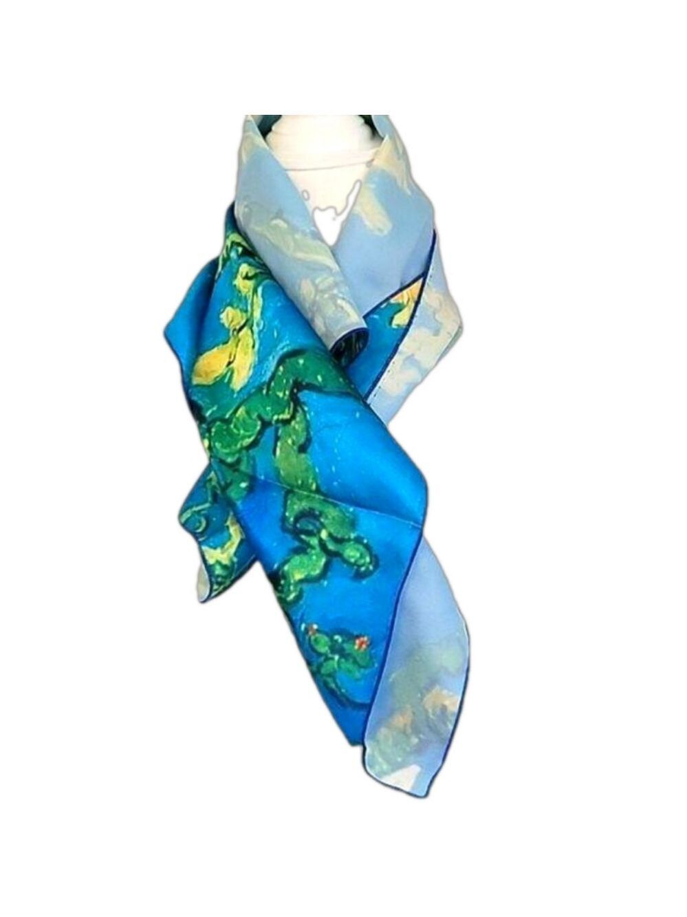 NWOT Vangogh replica impressionist blue and yellow neck scarf new